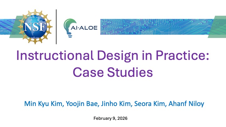 Dr. Kim presented a talk for the NSF AI ALOE Virtual Discussions